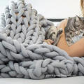 Blanket & Throw Hand Woven Polyester Chunky Knit Yarn Throw Blanket Factory